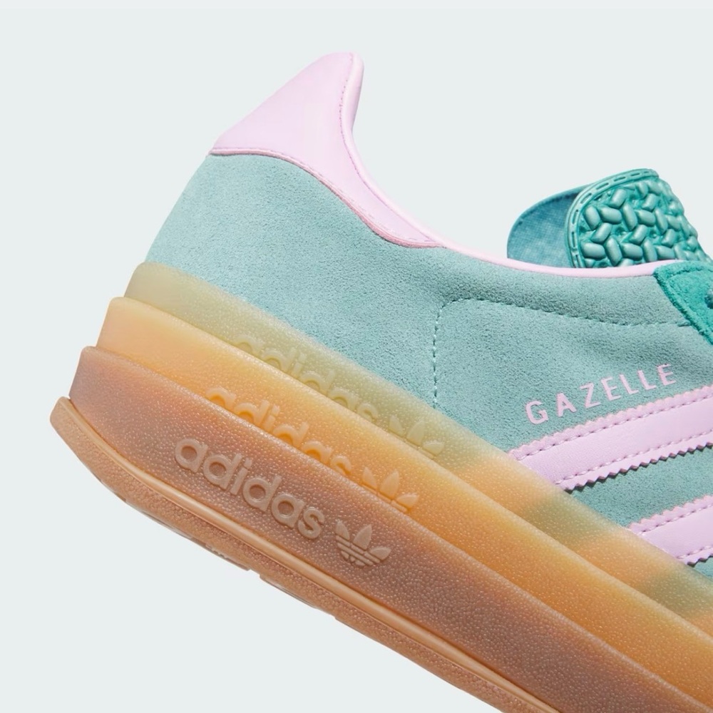 NEW adidas Gazelle Platform Sneaker in light Mint Green & magenta pink purple - Picture 4 of 11